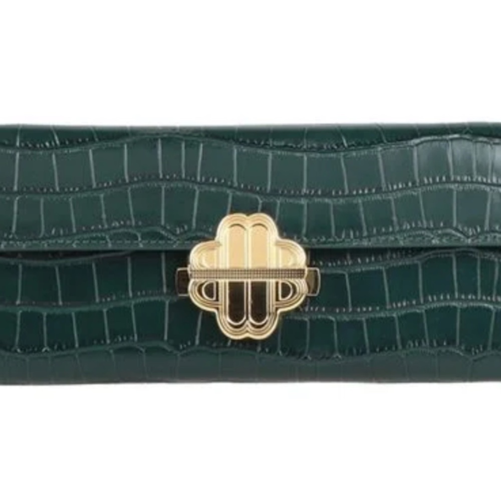 MAJE Croc Leather Green Evening Bag